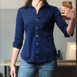 Banana Republic fitted navy button-down